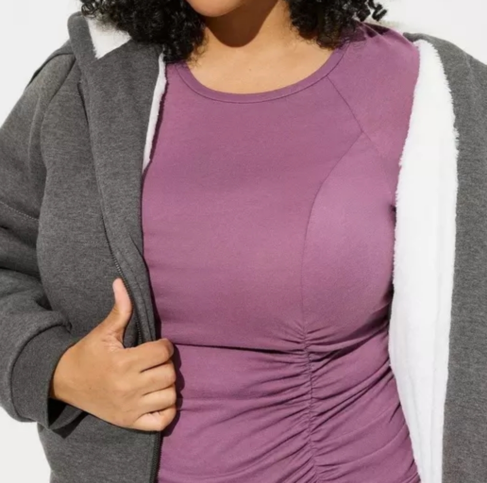 Torrid NWOT Grey Fleece Fur Lined Bomber